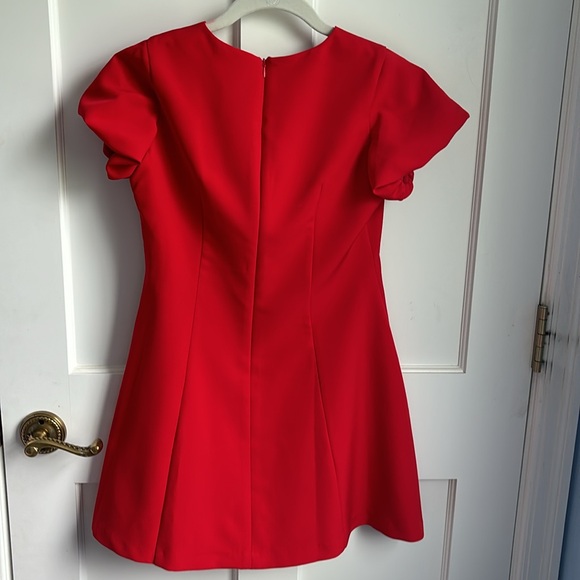 Milly Minis Red Puffy Sleeve V-neck Dress - size 2 - Picture 3 of 3